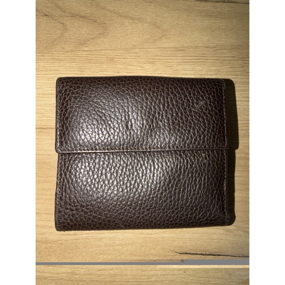 Desmo Brown Leather Slim Billfold Wallet Italy Braided Snap Close T - Picture 4 of 5